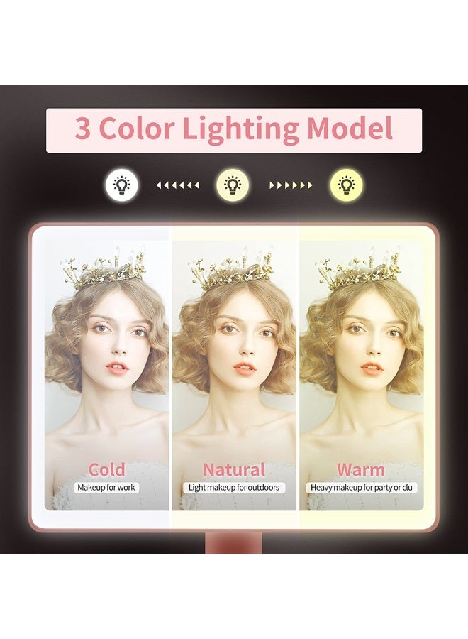 FUNTOUCH Large Lighted Vanity Makeup Mirror (X-Large Model)- 3 Color Lighting Modes Light Up Mirror with 88 LED, 360° Rotation Touch Screen and 10X Magnification Tabletop Cosmetic Make Up Mirror(Rose Gold) - Image 1