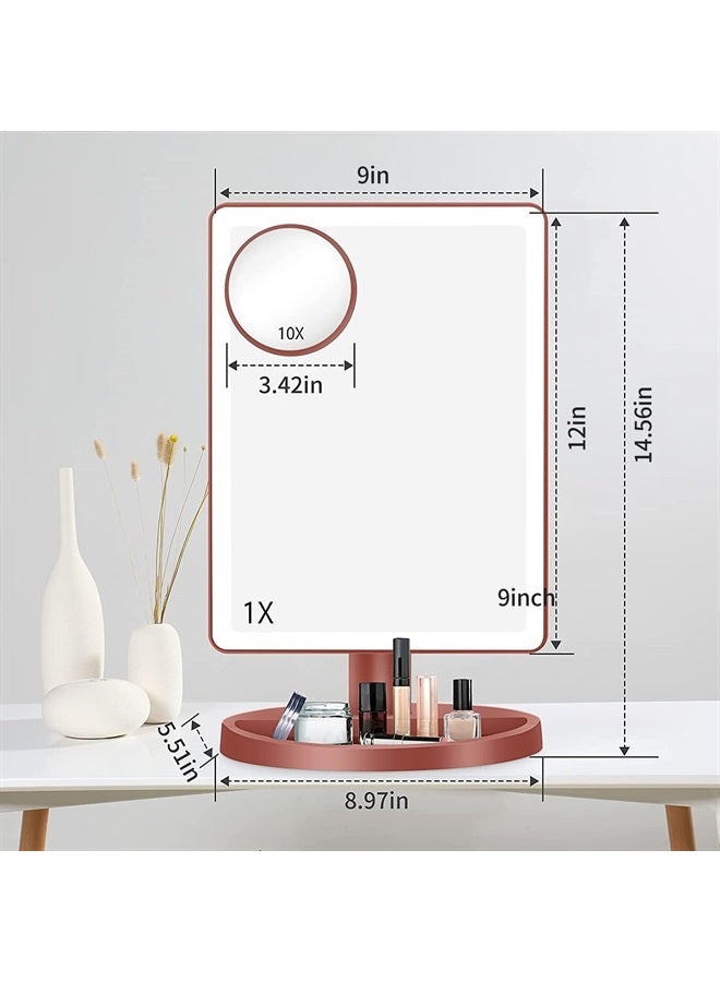 FUNTOUCH Large Lighted Vanity Makeup Mirror (X-Large Model)- 3 Color Lighting Modes Light Up Mirror with 88 LED, 360° Rotation Touch Screen and 10X Magnification Tabletop Cosmetic Make Up Mirror(Rose Gold) - Image 2