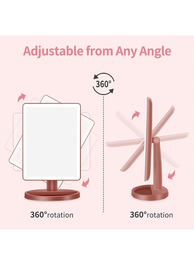 FUNTOUCH Large Lighted Vanity Makeup Mirror (X-Large Model)- 3 Color Lighting Modes Light Up Mirror with 88 LED, 360° Rotation Touch Screen and 10X Magnification Tabletop Cosmetic Make Up Mirror(Rose Gold) - Image 3