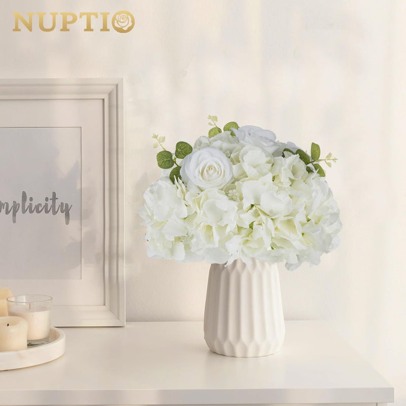 NUPTIO Flower Ball Arrangement Bouquet: 2 Pcs 11.8 inch Diameter White Rose Fake Flowers Balls for Wedding Centerpiece Decorations Artificial Flower Centerpieces for Tables - Image 4