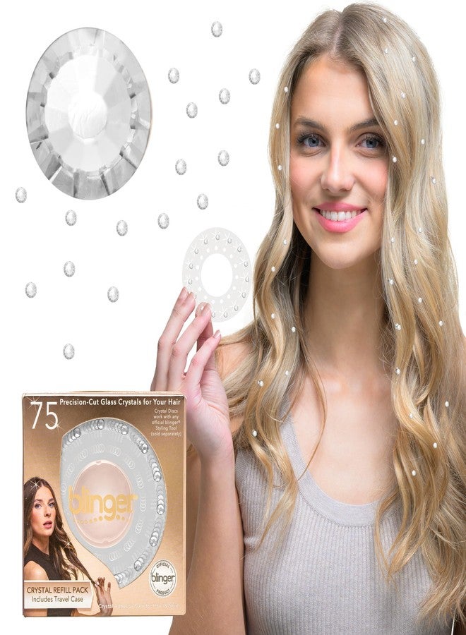blinger® Shimmer Crystal Refill Pack - as seen on Shark Tank | 5 Discs - 75 Precision-Cut Glass Crystals | Hair-Safe Accessories | Styling Tool not included | Crystal 4 mm - Image 1