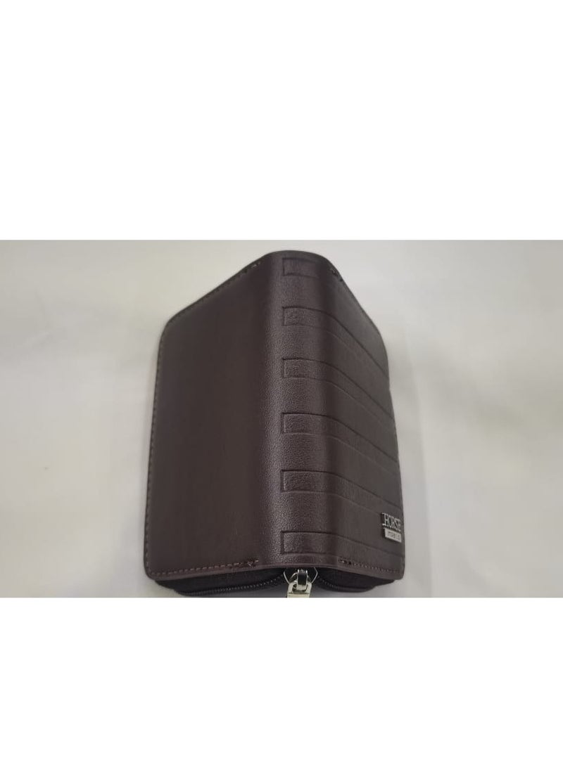 Horse Men's Zip Card Wallet - Stylish Faux Leather, Slim and Secure Design for Cards and Cash, Classic Color - Brown - Image 3