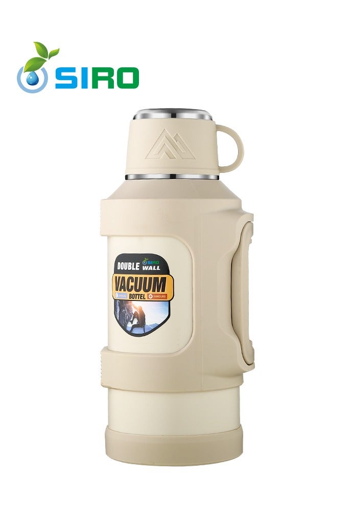 SIRO A Large-Capacity 3000ml Gray-White Thermos Bottle, with an Inner Tank Made of SUS316 Stainless Steel, Featuring Heat and Cold Retention Capabilities. It Is Equipped with a Separate Tea Compartment, Which Can Be Used to Brew Tea, Make Coffee, and Prepare Various Other Ingredients. The Thermos Has Foldable Double Handles—Compared with a Single Handle, It Offers a More Comfortable Grip. It Is Suitable for Multiple Scenarios Such as Outdoor Activities, Travel, In-Car Use, Fishing, Home Use, and Construction Sites, and Can Also Serve as a Hot Water Container. - Image 5