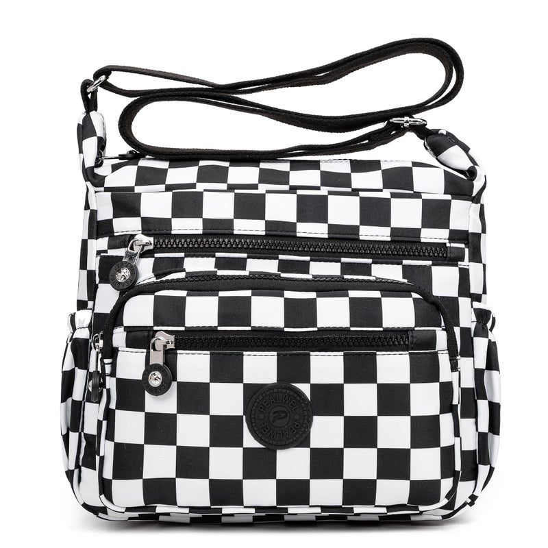 Pealwel Women Shoulder Handbag Roomy Multiple Pockets Bag Ladies Crossbody Purse Tote Top Handle Satchel(Black&White) - Image 1