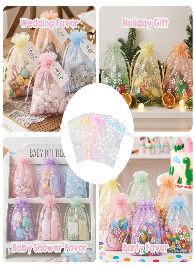 Quilax 30 Pcs Organza Gift Bag, 4x6in Floral Drawstring Mesh Gift Bags with Drawstring, 6 Colors Organza Bags, Sheer Bag for Wedding, Christmas, Baby Shower, Birthday, Party Favors - Image 5