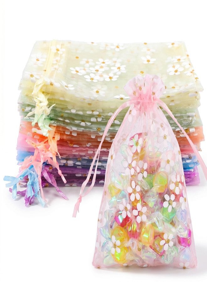 Quilax 30 Pcs Organza Gift Bag, 4x6in Floral Drawstring Mesh Gift Bags with Drawstring, 6 Colors Organza Bags, Sheer Bag for Wedding, Christmas, Baby Shower, Birthday, Party Favors - Image 1