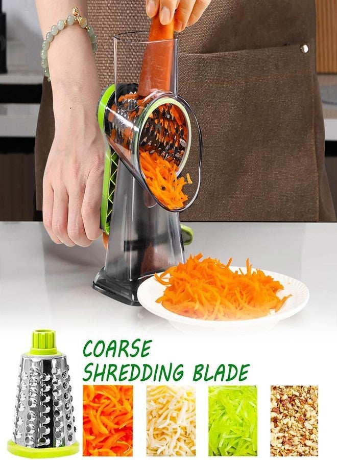 Dachenus Cheese Grater Rotary Cheese Grater,Versatile Cheese Shredder,Blades for Shredding, Grating, Slicing,Cheese Shredder with Suction Base and Cleaning Brush Kitchen Gift (green) - Image 4
