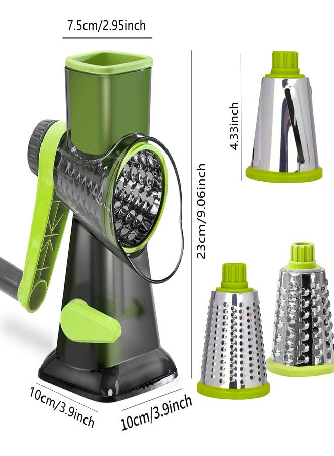 Dachenus Cheese Grater Rotary Cheese Grater,Versatile Cheese Shredder,Blades for Shredding, Grating, Slicing,Cheese Shredder with Suction Base and Cleaning Brush Kitchen Gift (green) - Image 3