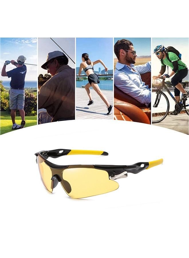 2 Pcs Outdoor Sports UV Protection Half Frame Sunglasses, UV400 Polarized Cycling Safety Sports Sunglasses, Windproof Goggles for Baseball Golf (Yellow) - Image 5