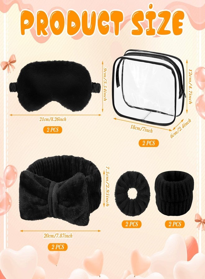 Hoteam 10 Pcs Spa Party Supplies Gift Set Sleepover Party Favor Spa Headband Wristband Sleep Eye Mask Velvet Scrunchies for Skin Care Makeup Slumber Night Favor(Black) - Image 2