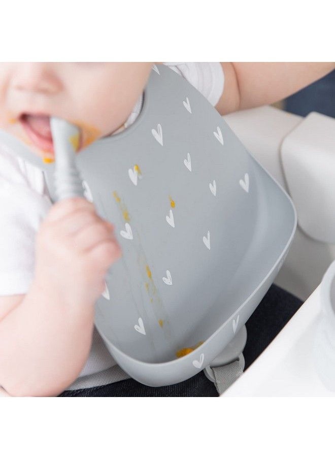 BUMKiNs - Bibs Silicone Bibs For Babies Baby Bib For Girl Or Boy Silicone Pocket Bib Baby And Toddler Bib For 6 24 Months Baby Bib For Eating Feeding Bib Hearts - Image 1
