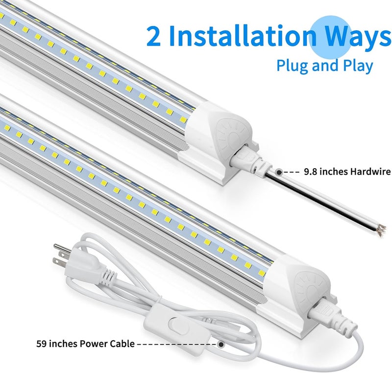 SHOPLED LED Shop Light 6FT, 60W 5000K Daylight White V-Shape LED Lights Fixture, 8000LM T8 Linkable Tube Lights for Workshop, Basement, Garage, Warehouse, ETL Listed, 4-Pack - Image 5