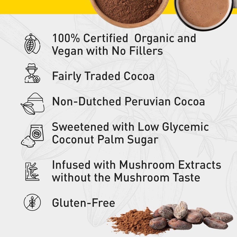 Enerhealth Botanicals Cocoa Mojo - Certified Organic Hot Chocolate Peruvian Cocoa Mix, Sweetened with Low Glycemic Coconut Palm Sugar and Infused with 6 Mushroom Extracts to Boost Immunity - 16 oz - Image 5