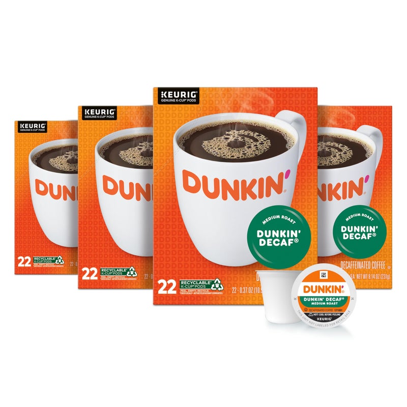 Dunkin' Decaf Medium Roast Coffee, 22 Count(Pack of 4) - Image 1