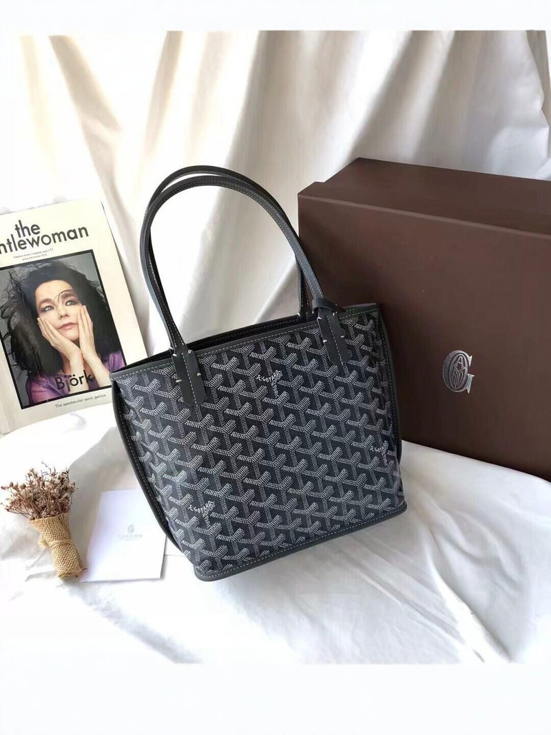 Goyard Monogrammed Basket-Style Double-Sided Mini Tote Vintage Shoulder Bag Commuter Handbag Mother-Daughter Handbag Shoulder Bag - Image 4
