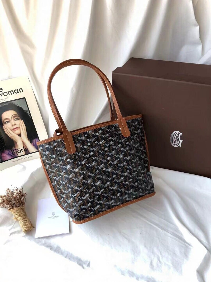 Goyard Monogrammed Basket-Style Double-Sided Mini Tote Vintage Shoulder Bag Commuter Handbag Mother-Daughter Handbag Shoulder Bag - Image 5