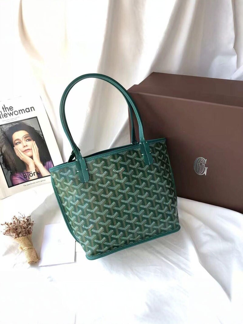 Goyard Monogrammed Basket-Style Double-Sided Mini Tote Vintage Shoulder Bag Commuter Handbag Mother-Daughter Handbag Shoulder Bag - Image 3