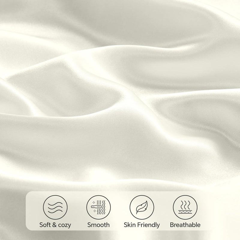 Nan Satin Pillowcase Set of 2, Ivory Silk Pillow Cases for Hair and Skin with Envelope Closure (20x26 inch) - Image 5