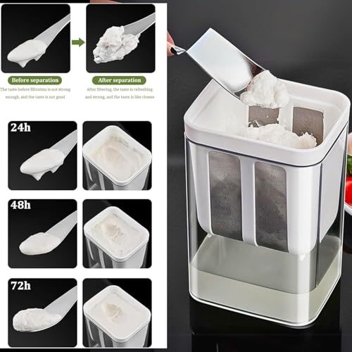 DIAMOND CRAFTZ Greek Yogurt & Curd Maker - 1100ml Fine Mesh Strainer with Lid | Multifunctional Yoghurt Filter | Curd Maker for Home | Whey Separator | Perfect for Homemade Yogurt, Curd, Cheese & More - Image 5