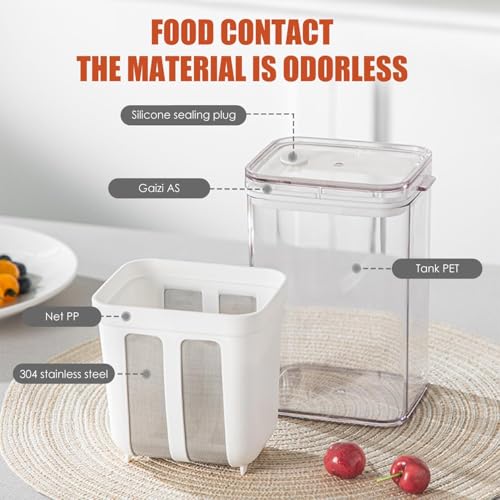 DIAMOND CRAFTZ Greek Yogurt & Curd Maker - 1100ml Fine Mesh Strainer with Lid | Multifunctional Yoghurt Filter | Curd Maker for Home | Whey Separator | Perfect for Homemade Yogurt, Curd, Cheese & More - Image 2