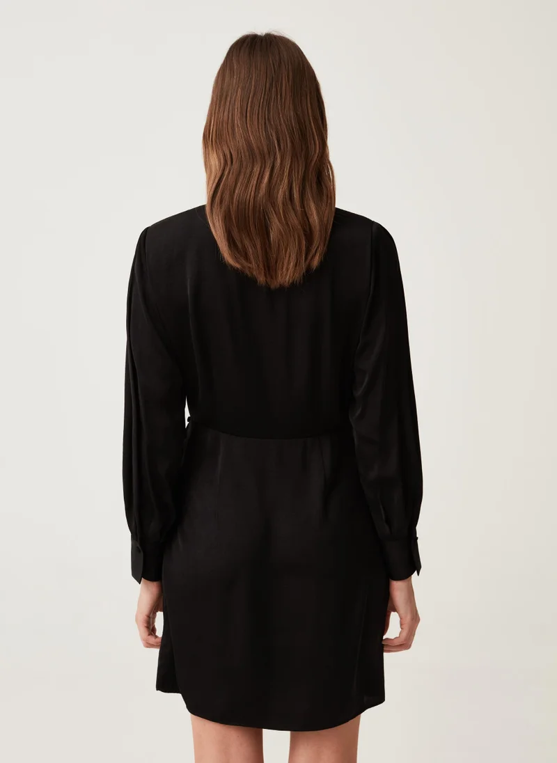Ovs Ovs Womens Satin Dress With V Neck