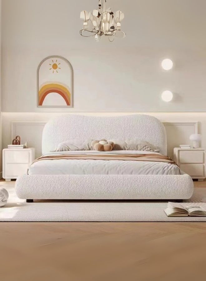 Bed and Mattress Home Cozy Cocoon Upholstered Premium Queen Size ( Mattress Size 150 X 200 CM ) Off White Color Bed Size 223 L X  165 W ( Mattress Sold Separately ) - Image 2