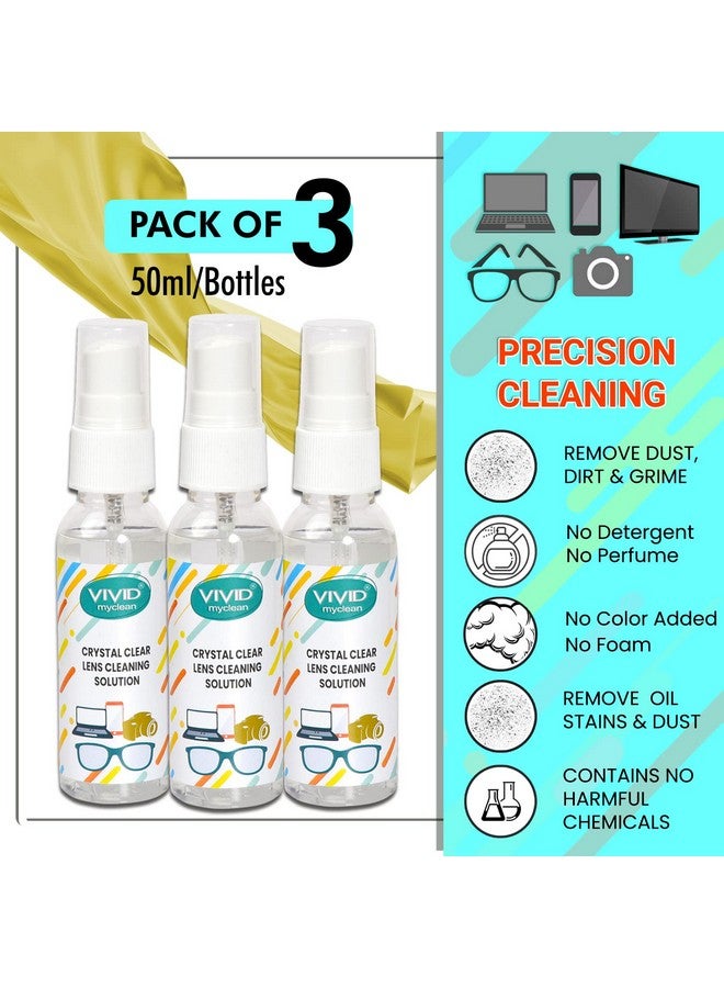 فيفيد محلول تنظيف العدسات من VividVision® myclean لا يحتوي على أي منظف أو رغوة - للنظارات الشمسية والنظارات الطبية والهواتف المحمولة وأجهزة الكمبيوتر المحمولة والتلفزيون والكاميرات (عبوة من 3 قطع سعة 50 مل)  - Image 3