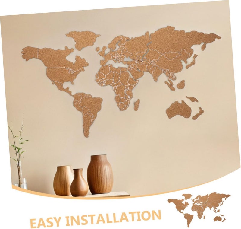 1Set World Map Corkboard Bulletin Board Self Adhesive Decorative Map for Travel Office and School Decor Sturdy Finish Easy Installation for Stylish Home Decoration - Image 3