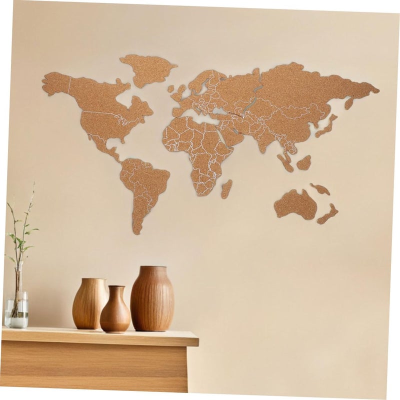 1Set World Map Corkboard Bulletin Board Self Adhesive Decorative Map for Travel Office and School Decor Sturdy Finish Easy Installation for Stylish Home Decoration - Image 4