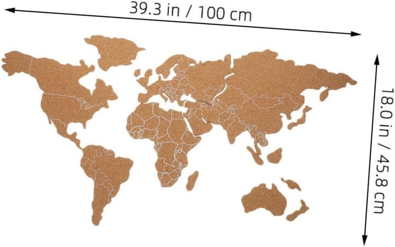 1Set World Map Corkboard Bulletin Board Self Adhesive Decorative Map for Travel Office and School Decor Sturdy Finish Easy Installation for Stylish Home Decoration - Image 2