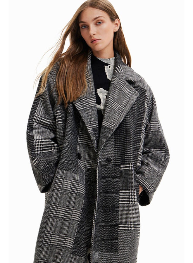 DESIGUAL معطف طويل من الصوف المرقعة - Image 3