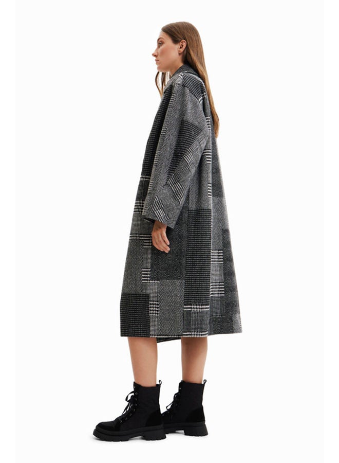 DESIGUAL معطف طويل من الصوف المرقعة - Image 2