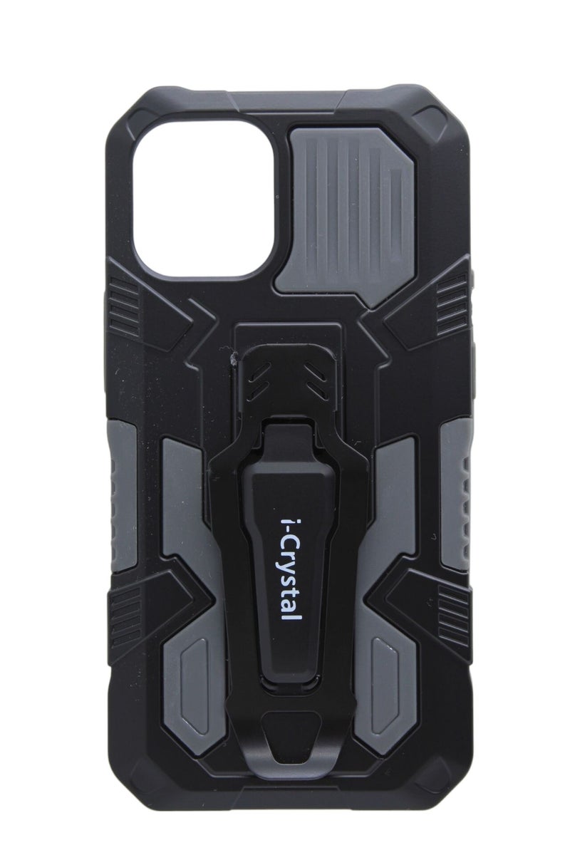 C.F.S Plastic Back Cover With Stand For Apple iPhone 12 mini - Black & Grey - Image 1