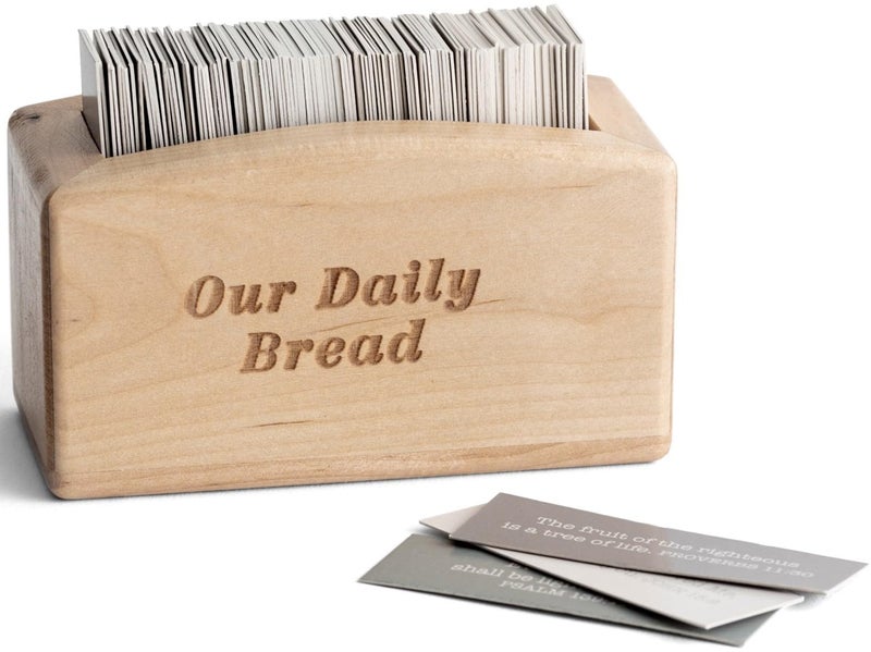 DaySpring - Our Daily Bread Wood Promise Box - 240 Promises from The Word of God - Sharable Scripture Cards (J4531),Brown - Image 1