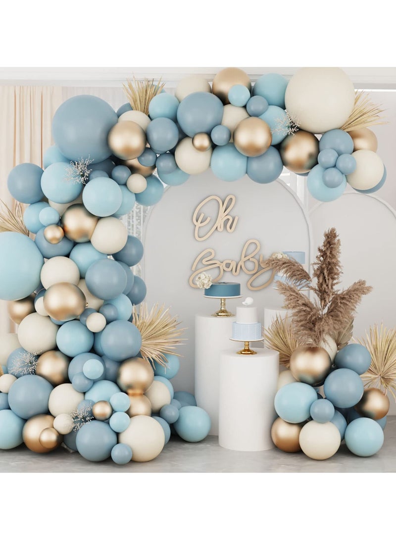 مغبر بالون الأزرق قوس عدة ، 119 قطعة بالون الأزرق قوس إكليل عدة ، مع بالون البحر الأزرق الذهبي ، والرمل بالون الأبيض ، والديكور للاستحمام الطفل للبنين ، لوازم عيد ميلاد الرجال ، خلفيات الطرف للبنين - Image 4
