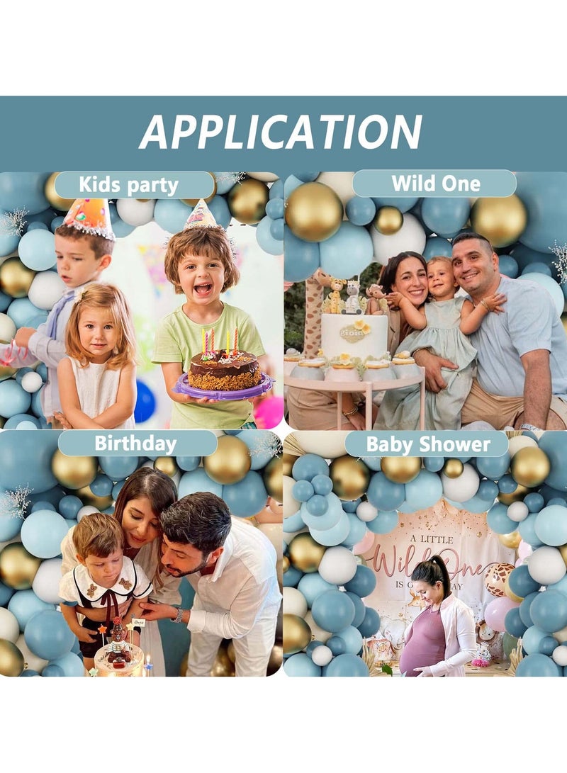 مغبر بالون الأزرق قوس عدة ، 119 قطعة بالون الأزرق قوس إكليل عدة ، مع بالون البحر الأزرق الذهبي ، والرمل بالون الأبيض ، والديكور للاستحمام الطفل للبنين ، لوازم عيد ميلاد الرجال ، خلفيات الطرف للبنين - Image 3