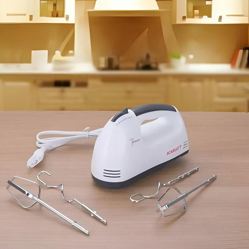 Hand Beater Egg Beater - Portable Electric Blender 7 Speeds 4 Stirring Attachments for Whisking Cream Cake Making Smoothly Mixing Ingredients - Image 2