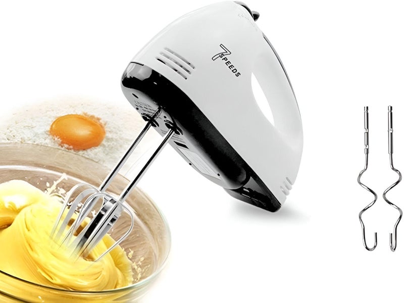 Hand Beater Egg Beater - Portable Electric Blender 7 Speeds 4 Stirring Attachments for Whisking Cream Cake Making Smoothly Mixing Ingredients - Image 4