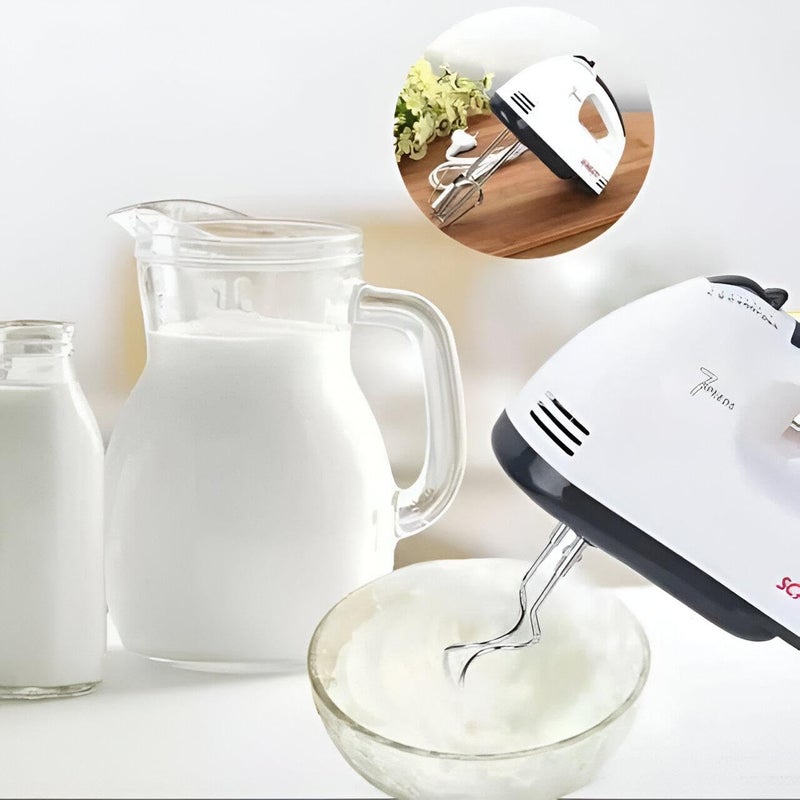 Hand Beater Egg Beater - Portable Electric Blender 7 Speeds 4 Stirring Attachments for Whisking Cream Cake Making Smoothly Mixing Ingredients - Image 3