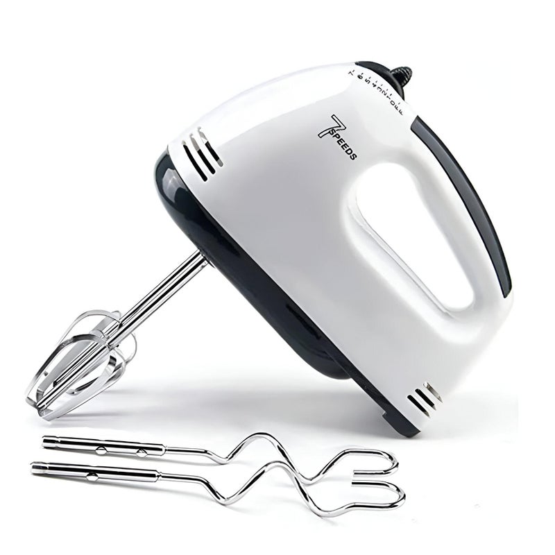 Hand Beater Egg Beater - Portable Electric Blender 7 Speeds 4 Stirring Attachments for Whisking Cream Cake Making Smoothly Mixing Ingredients - Image 1