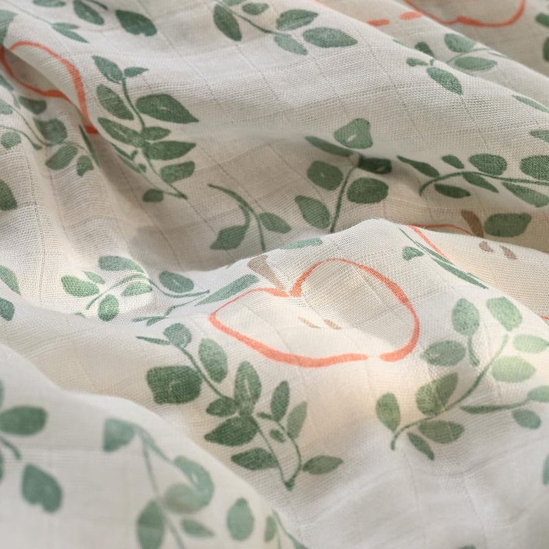 6 Pack Cotton Muslin Swaddle Blankets - Apple Paradise - Image 5