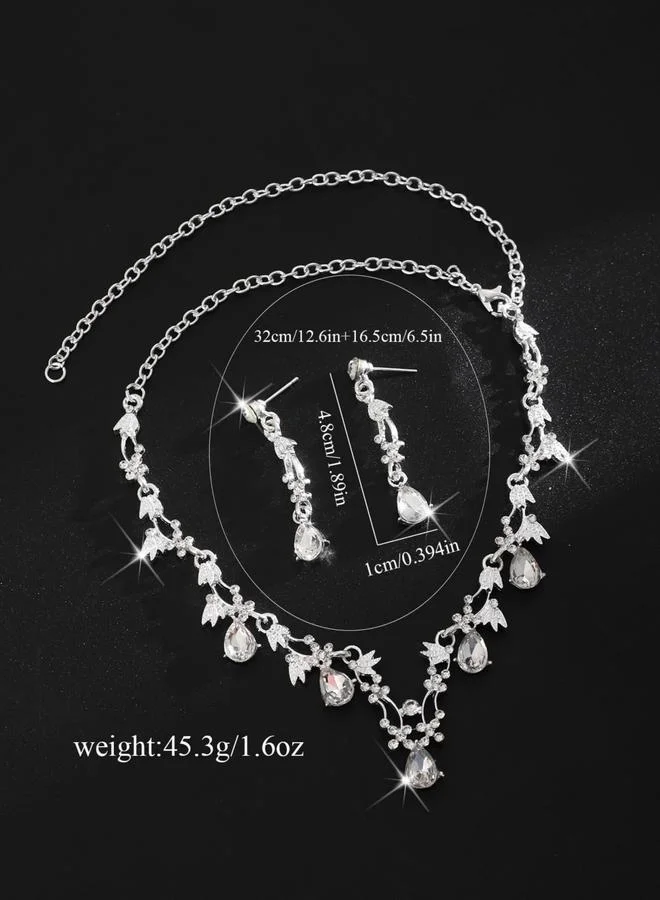Take Two  2-Piece Rhinestone Embellished Necklace and Earrings Jewelry Set for Women | Best Price UAE