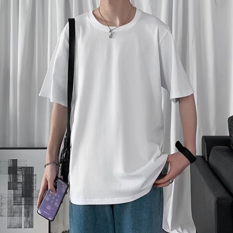 American-Style All-Match Half-Sleeve T-Shirt Men'S Summer Trendy Ins Loose Short-Sleeve Student'S Korean-Style Solid Color Half-Sleeve Base Shirt - Image 1