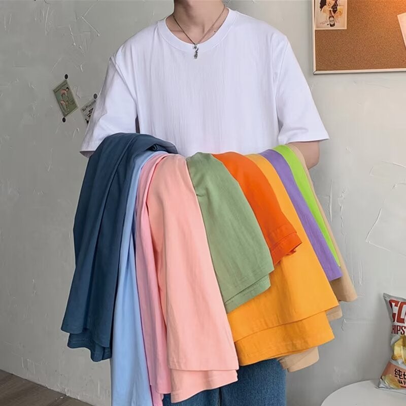 American-Style All-Match Half-Sleeve T-Shirt Men'S Summer Trendy Ins Loose Short-Sleeve Student'S Korean-Style Solid Color Half-Sleeve Base Shirt - Image 3
