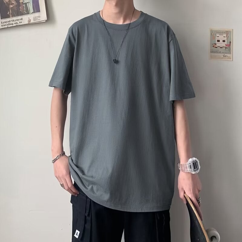 American-Style All-Match Half-Sleeve T-Shirt Men'S Summer Trendy Ins Loose Short-Sleeve Student'S Korean-Style Solid Color Half-Sleeve Base Shirt - Image 4