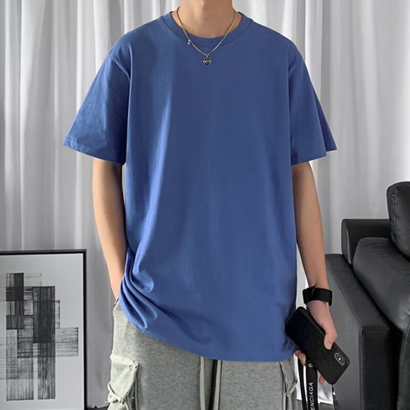 American-Style All-Match Half-Sleeve T-Shirt Men'S Summer Trendy Ins Loose Short-Sleeve Student'S Korean-Style Solid Color Half-Sleeve Base Shirt - Image 5