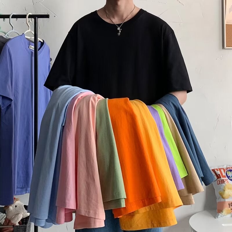 American-Style All-Match Half-Sleeve T-Shirt Men'S Summer Trendy Ins Loose Short-Sleeve Student'S Korean-Style Solid Color Half-Sleeve Base Shirt - Image 2