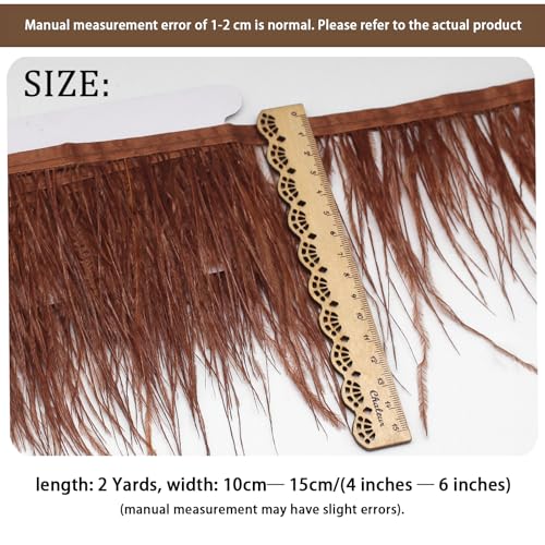 YEQIN 2 Yards Natural & Soft Ostrich Feathers Fringe Trims Ribbon - Used for Dress, Sewing Decoration, Craft Clothing, Boots, Wedding Decoration, DIY, Etc (Brown) - Image 4