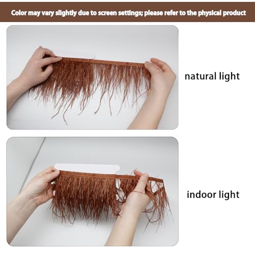 YEQIN 2 Yards Natural & Soft Ostrich Feathers Fringe Trims Ribbon - Used for Dress, Sewing Decoration, Craft Clothing, Boots, Wedding Decoration, DIY, Etc (Brown) - Image 5