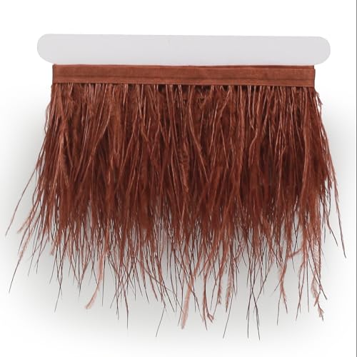 YEQIN 2 Yards Natural & Soft Ostrich Feathers Fringe Trims Ribbon - Used for Dress, Sewing Decoration, Craft Clothing, Boots, Wedding Decoration, DIY, Etc (Brown) - Image 2